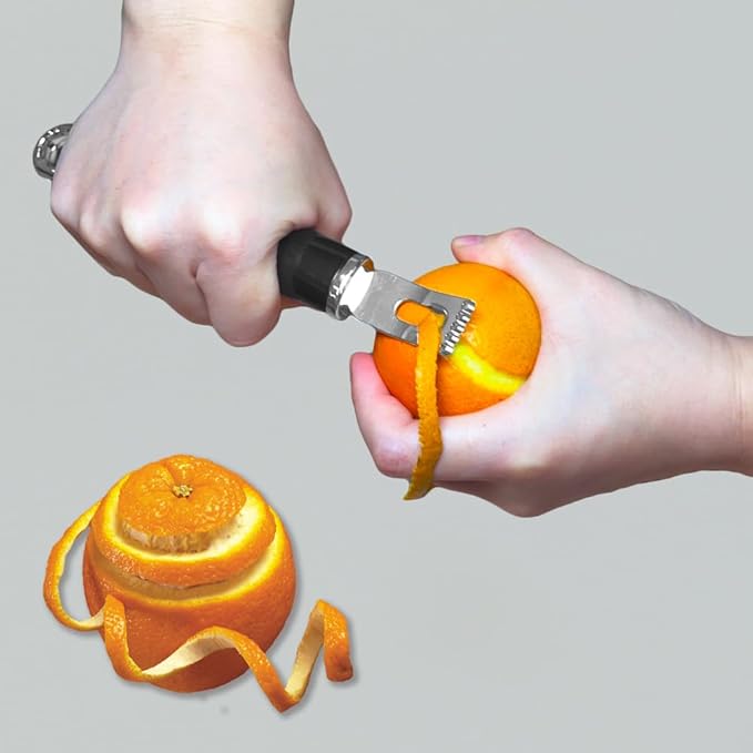 Channel Knife, 2 in 1 Lemon Peeler Zester Cocktail Garnish Citrus Zester 5 Baldes Ultra Sharp Lemon Rind Twist Peeler Stainless Steel Bar Tool Professional Grade Bar Accessory (Sliver)
