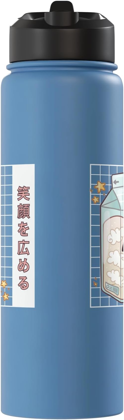 Japanese Kawaii Strawberry Milk Carton Vaporwave Grid Stainless Steel Insulated Water Bottle