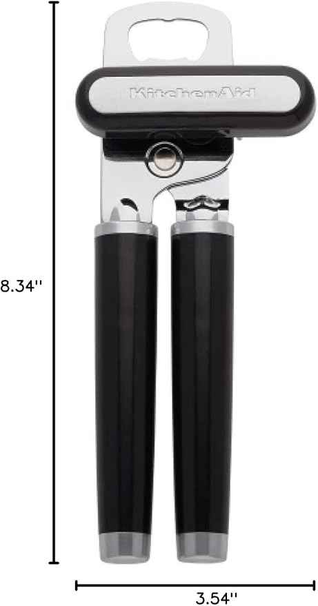 KitchenAid Classic Multifunction Can Opener and Bottle Opener Easy to Use,Razor Sharp Stainless Steel Cutting Wheel,Soft Ergonomic Handles,Black,(Pack of 12)