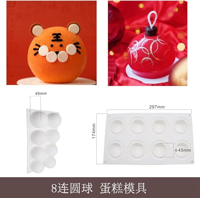 Baking Accessories And Tools Silicone Chocolate Mold Silicon Ball Cake Moulds 3D Half Sphere Candy Truffle Baking Tray (Round D_11.88 X6.96 X1.96inch)