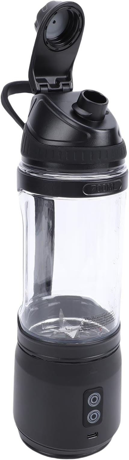 Asixxsix Portable Blender, 240W Cordless USB C Rechargeable 24oz Personal Blender Small Smoothie with Intelligent LED Display Base for Shakes Smoothies Frozen Blending (700ml)