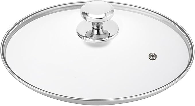 Glass Lid for 9.5 Inch Black Cast Iron Skillets Frying Pans, 24cm Tempered Lids for Dutch Ovens, 9.5 In Pan Cover with Stainless Steel Rim for Stock Pots, Dishwasher Safe