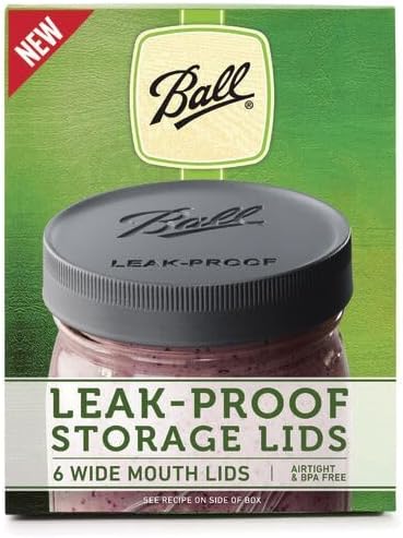 Ball Leak-Proof Plastic Lids for Glass Mason Jars, Used for Canning, Pickling, Juice, Jam, Jelly (Wide, 6 Count (Pack of 2))