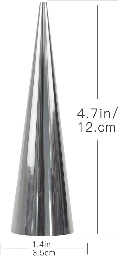 Kslong Cream Horn Molds 12pcs Large Size 4.7 inch Baking Cones Stainless Steel Roll Horn Forms Conical Danish Pastry Croissant Cones Moulds