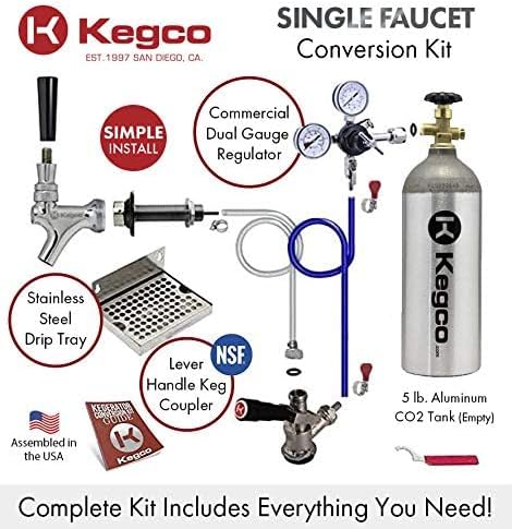 Kegco Ultimate 1-Tap Door Mount Kegerator Conversion Kit with 5 lb. CO2 Tank