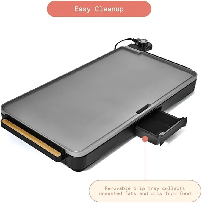 Electric Griddle 12x22 Inch with Backsplash, Nonstick Cooking Surface, Adjustable Temperature Control (Black Sesame)