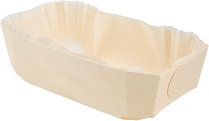 Restaurantware Taipei 34 Ounce Wooden Baking Molds 100 Oven Ready Disposable Loaf Pans - With Paper Liners Greaseproof Wood Containers For Baking For Banana Bread Meatloaf And More