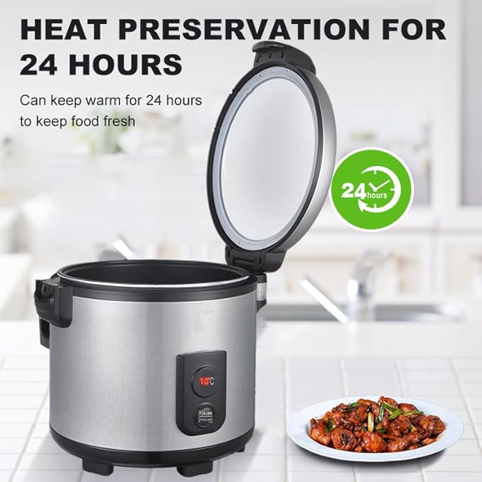 Commercial Rice Warmer(Not Rice Cooker) 55 Raw/110 CUP Portable 20L Big Food Warmer / 122℉- 178℉ Adjustable Temperature/ 130W/ Non-stick Inner Pot