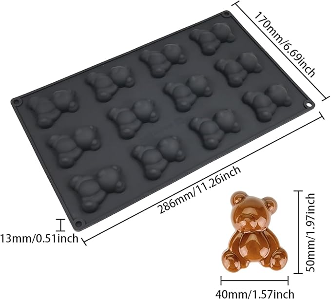 3D Bear Shape Cake Mold, Pudding Silicone Molds for Baking Pastry, Jelly, Ice Cream, Mousse Cake Decoration, Non-Stick Food Grade Silicone Baking Supplies (D_ Bear)