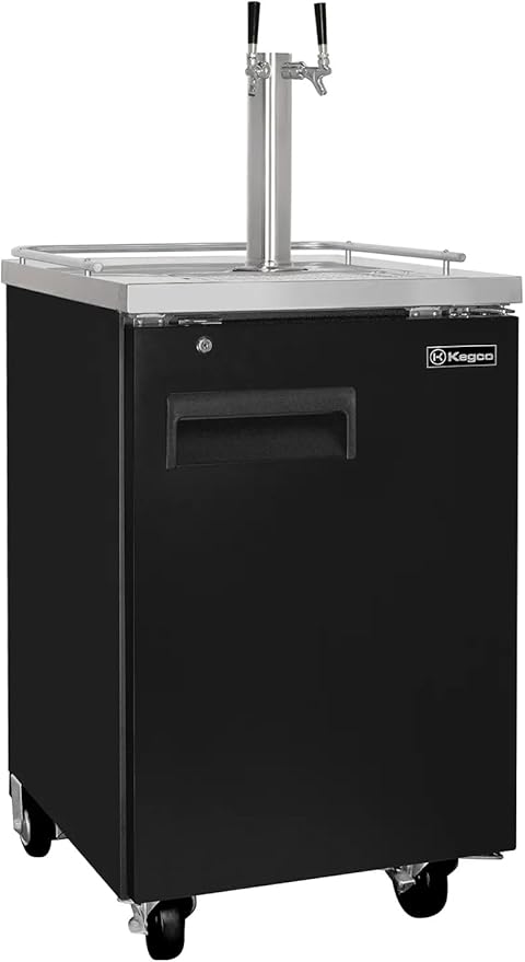 Kegco XCK-1B-2 24" Dual-Tap Commercial Kegerator – Stainless Steel Draft Beer Dispenser, Holds Full or Slim Kegs