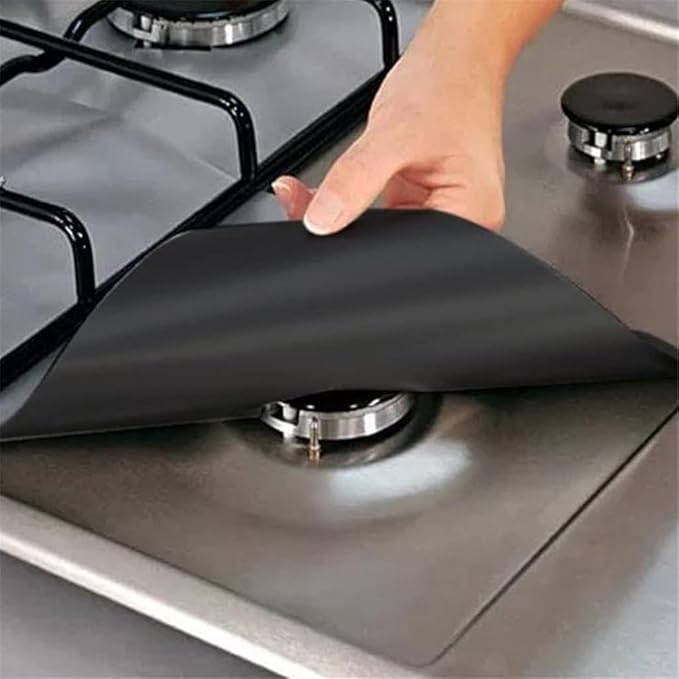 JSEIAJB 4pcs Gas Stove Non-Stick Liner Heat Resistant Protector Cooker Mat Pad Kitchen Protect Gas Stove Stovetop Tool(White-Fruit peach5)