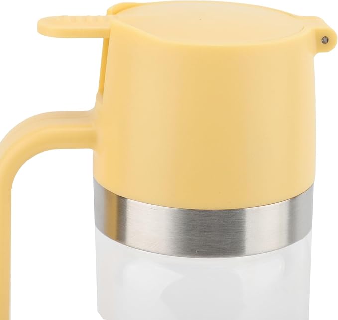Bewinner Glass Honey Dispenser Pot - 350ml Honey Dispenser Portable Clear Glass Syrup Dispenser with Handle, Prevent Dripping,Honey Container for Coffee Shops Restaurants Home (Yellow)