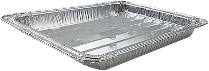 PACTOGO Disposable Aluminum Foil Broiler Pan for Oven - Durable Broiling Drip Trays with Ribbed Bottom Surface for BBQ Grill-Like Texture - 13x9 Inch Pans - REF# 333 (Pack of 25)