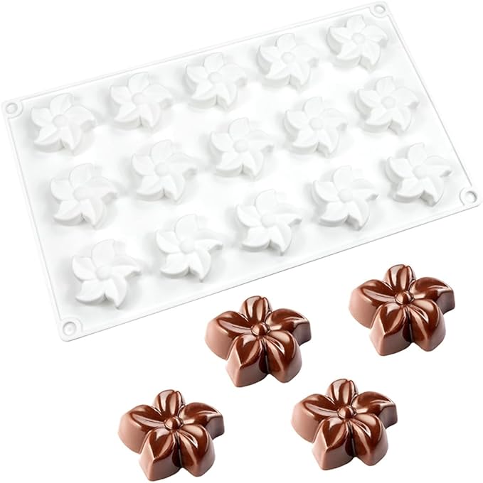 Chocolate Silicone Molds Flower Cake Baking Silicone Mold, Baking Moulds for Making Hot Chocolate, Jelly, Ice Cubes, Pudding, Mousse (E_ Flower)