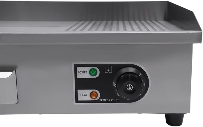 Commercial Flat Top Grill, 22" Extra Large Commercial Electric Griddle, 1600W high working power Tabletop Flat Top Grill Indoor for BBQ Pancake Chicken, Adjustable Temperature 122℉-572℉