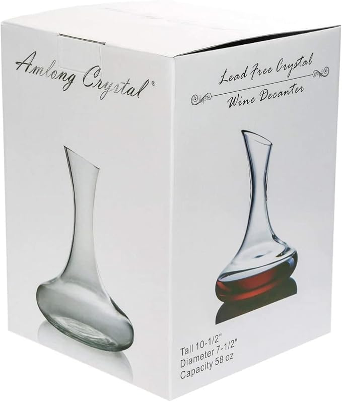 Amlong Crystal Lead-Free Large Wine Decanter, Red Wine Carafe, Wine Gift, Wine Accessories 58 oz(1700ml), with Crystal Basketball Stopper