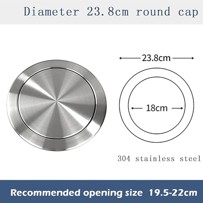 Built-in Countertop Trash Bin Lid 304 Stainless Steel Balance Flap Cover Trash Grommet Swing Trash Can Lid Rubbish Bin Flap for Kitchen Worktop,-23.8Cm