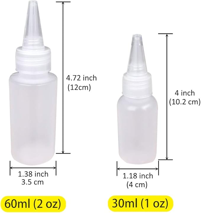 24pcs(12pcs 30ml; 12pcs 60ml) Plastic Squeeze Bottles with Twist Cap Cookie Decorating Supplies, Cookie Supplies Writer Bottles Food Coloring and Royal Icing Supplies