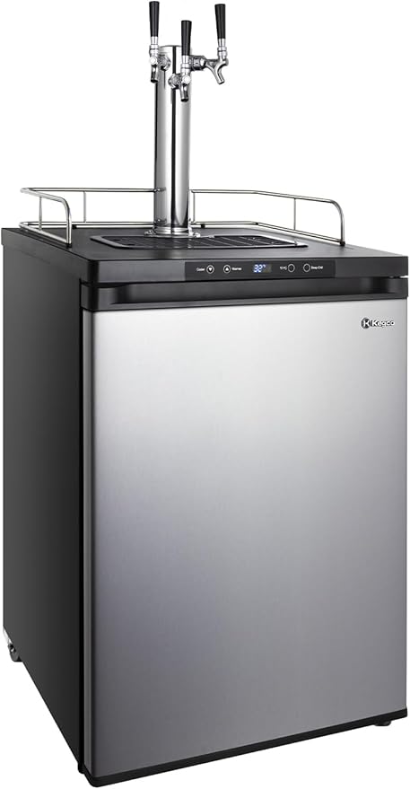 Kegco HBK309S-3 Full-Size Digital Homebrew Kegerator Triple Faucet Ball Lock Keg Dispenser Stainless, Stainless Steel
