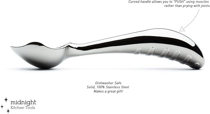 Midnight Scoop - Ergonomic Stainless Steel Ice Cream Scoop | Heavy-Duty, Easy-to-Use, and Dishwasher-Safe | Professional Grade, Handcrafted Design