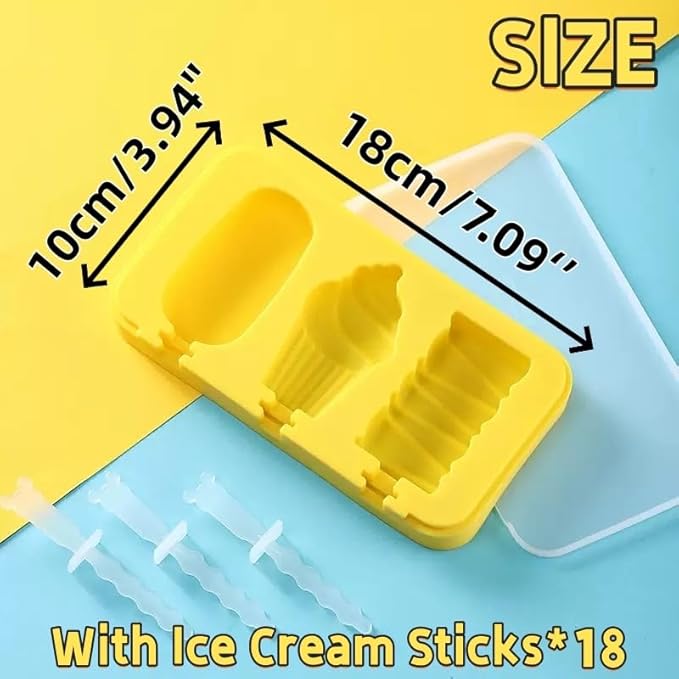 3 Pcs Cute Silicone Ice Cube Mold Set For Toddlers and Kids, BPA-Free Food Grade Ice Tray, Homemade Frozen Popsicle Maker Mold (3 PCS (fruit*1+love*1+ice cream*1))