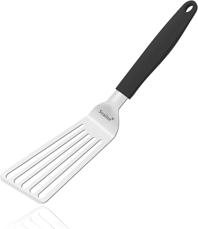 Stainless Steel Fish Spatula, 13.3 inch Metal Spatulas with Silicone Handle, Slotted Turner for Cooking, Grilling, Flipping, Egg, Cookie, Pancake and Burger (Large)