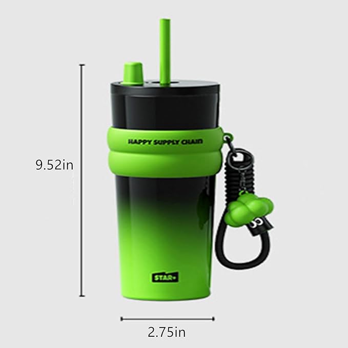 Gerrit 710ml large capacity 316 stainless steel thermos cup, coffee cup with straw, student cup, portable sports travel car cup (3 colors) (dark green polar night)
