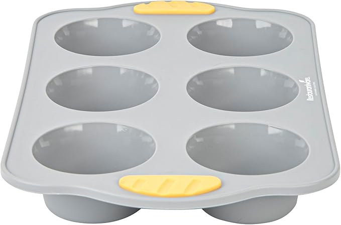 Restaurantware Silicone Baking Molds Pack of 40 Non-Stick Muffin Molds with Handles 6 Compartments, Oven-Friendly Dishwashable Freezer-Friendly Heat-Resistant Gray Silicone Cupcake Muffin Pans