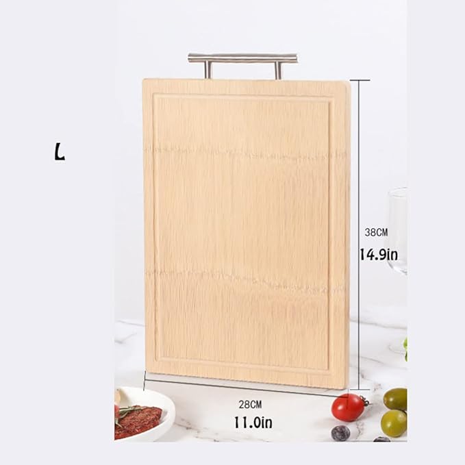 Board Bamboo Board with Handle and Juice Groove Cutting Board for Kitchen Cutting Board for Meat Cheese and Vegetables Cutting Board for Carving Meat or Vegetables(