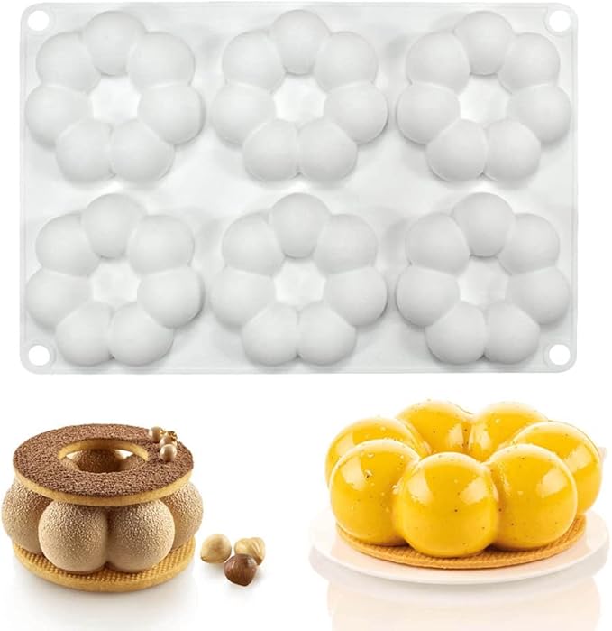 Silicone Donut Pan for Baking, Non-Stick DIY Mousse Donut Making Mold, Chocolate Cupcake Decorating Supplies Tools (6-Cavity-Small)