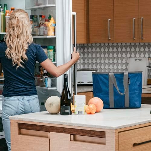 CleverMade EcoBasket Reusable Grocery Tote - 30L - Pack of 1 - Gray Black - Collapsible Storage Shopping Organizer - Heavy Duty Utility Bag Home