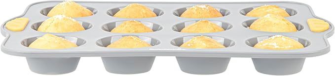 Restaurantware Silicone Baking Molds Pack of 10 Non-Stick Muffin Molds with Handles 12 Compartments, Oven-Friendly Dishwashable Freezer-Friendly Heat-Resistant Gray Silicone Cupcake Muffin Pans