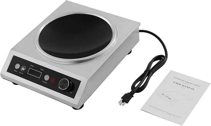 1800W Electric Wok Used for Home and Commercial, Induction Wok with Concave Surface Strong Power Dual Control Mode 10 Power and Temp 24H Timer Induction Cooktop For Cooking