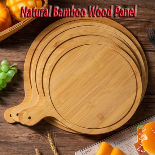 Pizza Serving Board Tray Set of 8, Wooden Lightweight Handles, Up to 13 Inches, Pizza Making Storage, Perfect for Parties and Gatherings,Light Brown,8inch