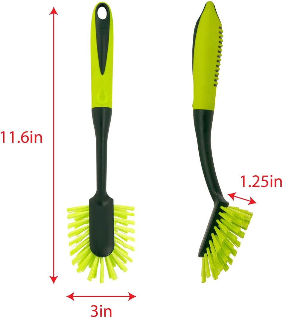 Pine-Sol Long Handle Dish Brush – Heavy Duty Bristle Kitchen Scrubber, Safe with Non-Stick Cookware (Pack of 12)