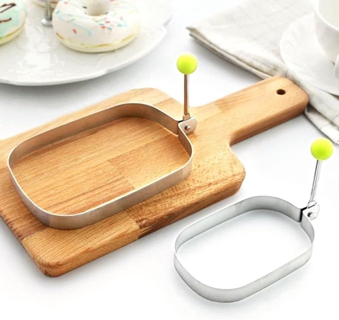 Silver Egg Rings, Stainelss Steel Egg Cooking Rings, Rectangle Crumpet Ring Mold, Pancake Mold For Frying Eggs And Omelet Specialty Cookware