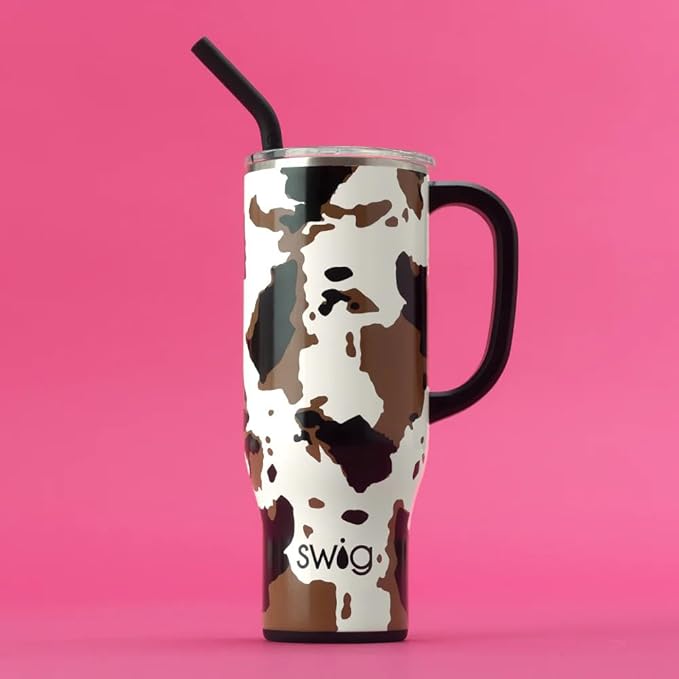 Swig Life 30oz Mega Mug, 30 oz Tumbler with Handle and Straw, Cup Holder Friendly, Dishwasher Safe, Extra Large Insulated Tumbler, Stainless Steel Water Bottle (Hayride)