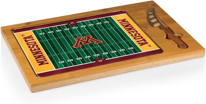 PICNIC TIME NCAA Icon Glass Top Cutting Board & Knife Set, Cheese Boards Charcuterie Boards, Serving Platter, (Parawood & Bamboo)