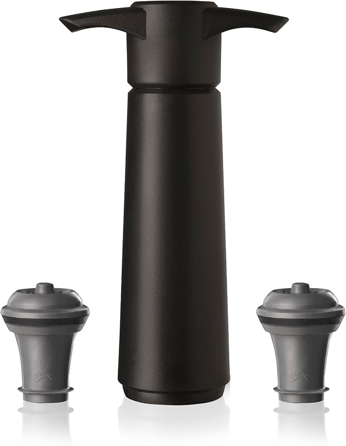 Vacu Vin Original Wine Saver with 2 Vacuum Bottle Stoppers – Wine Preserver Pump for Red or White Wine – Manual Air Remover System – Airtight Seal – Keep Wine Fresh Longer – Black