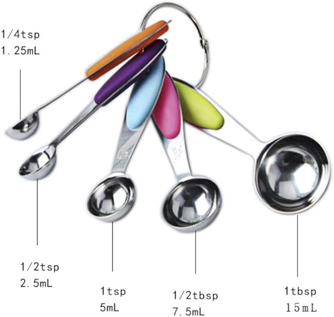 Measuring Cups and Spoons Set with Silicone Handle, Set of 13 Including Stainless Steel 8 Measuring Cups & 5 Measuring Spoons. Widely Used Cooking Baking Measurement as Kitchen Gadget.