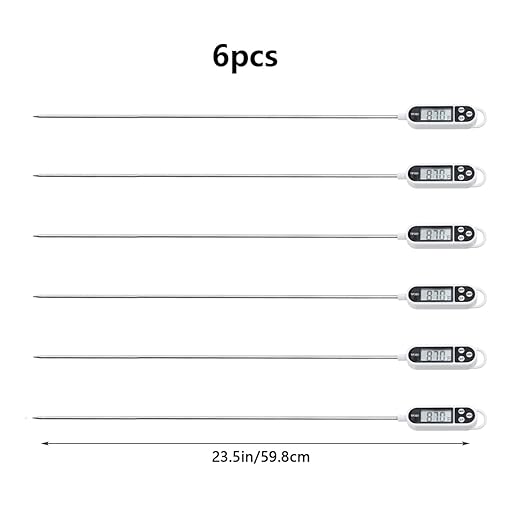 6pcs Candy Thermometer Digital Instant Read for Meat Kitchen Cooking Food Oil Deep Fry BBQ Grill Smoker (6, 23.2inch)