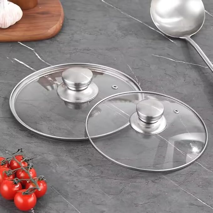 Glass Lid for Frying Pan 10 inch, Wok Skillets with Stainless Steel Rim (10 inch)