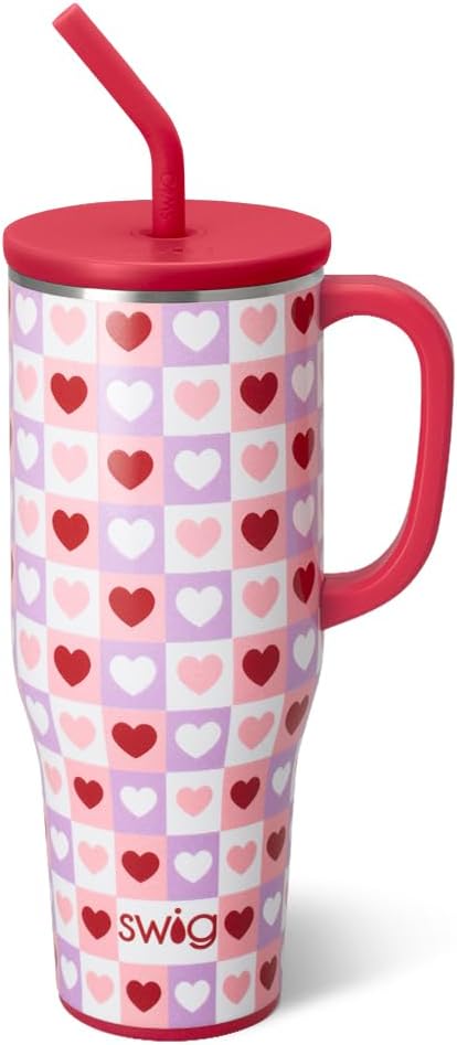 Swig Life 40oz Mega Mug, 40oz Tumbler with Handle and Straw, Extra Large Insulated Tumblers, Cup Holder Friendly Travel Mug (Check Yes)