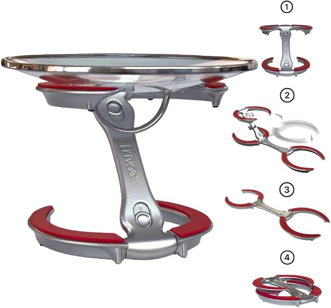 Trivae Pot Lid Holder – 4-in-1 Pot Lid Holder While Cooking, Pan Lid Holder, Trivet & Cake Stand – Versatile Kitchen Tool for Hot Pots, Serving & Display – Space-Saving, Heat-Resistant Stand