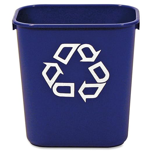 Rubbermaid Commercial Deskside Recycling Container, 3.4-Gallon, Blue, Small, Plastic, for Bedroom/Bathroom/Office, Fits Under Desk/Sink/Cabinet, Pack of 12