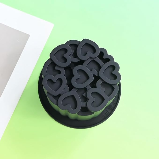 Silicone Mold, 3D Love Heart Pattern Cylinder Baking Mould for Mousse Cake, Fondant, Soap, Ice Cream, Chocolate, Candy, Non-Stick Easy Release BPA Free Food Grade Silicone Molds (B_ Love Heart)