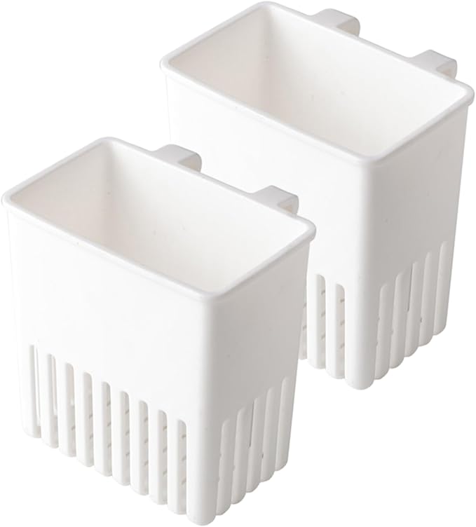 2PCS Utensil Drying Rack Hollow-Out Plastic Silverware Drying Basket with Hooks Utensil Caddy for Spoon Knife and Fork
