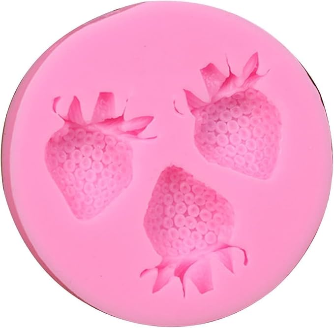 3Pcs Pink 3D Strawberry Silicone Mold Soap Sugar Fondant Molds DIY Cake Chocolate Decorating Tool Candy Biscuit Fondant Molds For Cake Decorating Kitchen Cookware, Pastry and Baking