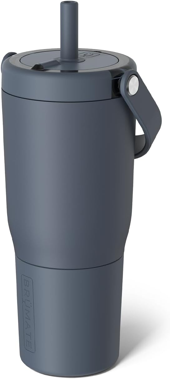 BrüMate Resa 25oz 100% Leakproof Tumbler w/Handle & Straw | Flexible SoftSip Straw | Silicone Sleeve for Durability | Stainless Steel | Cup Holder & Travel Friendly Water Bottle (Nightfall Blue)