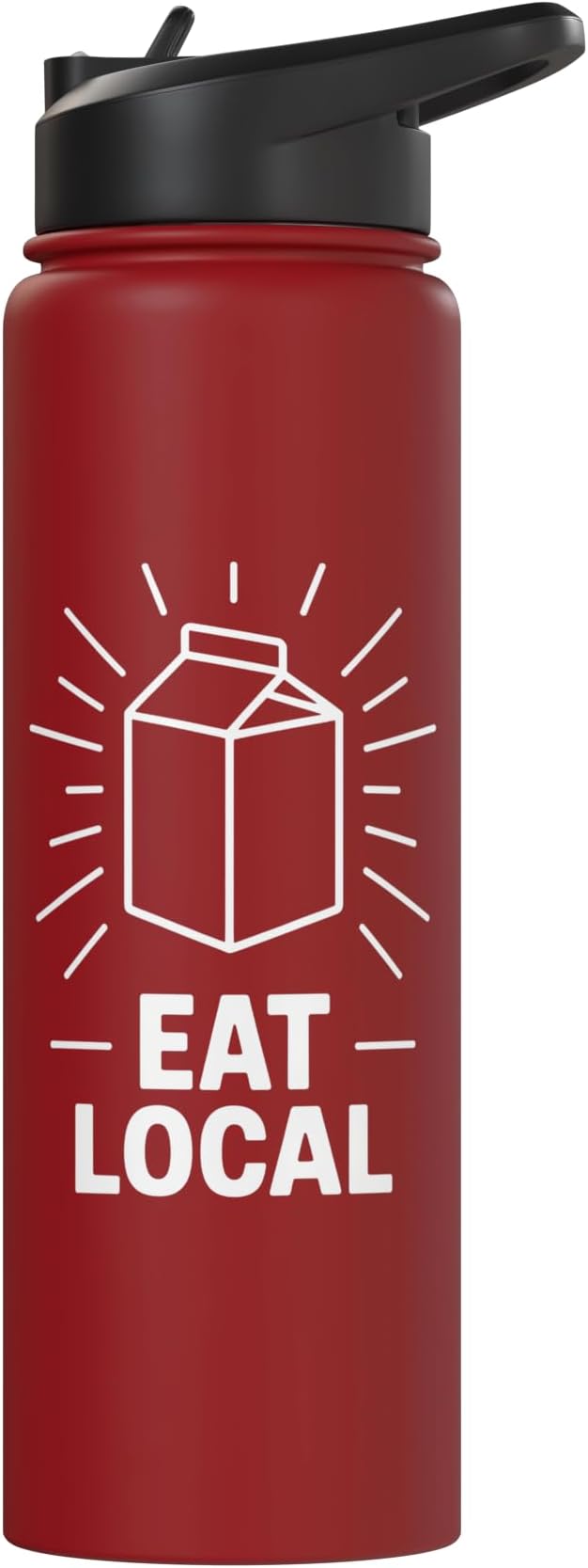 Funny Eat Local Milk Carton Minimalist Saying Stainless Steel Insulated Water Bottle